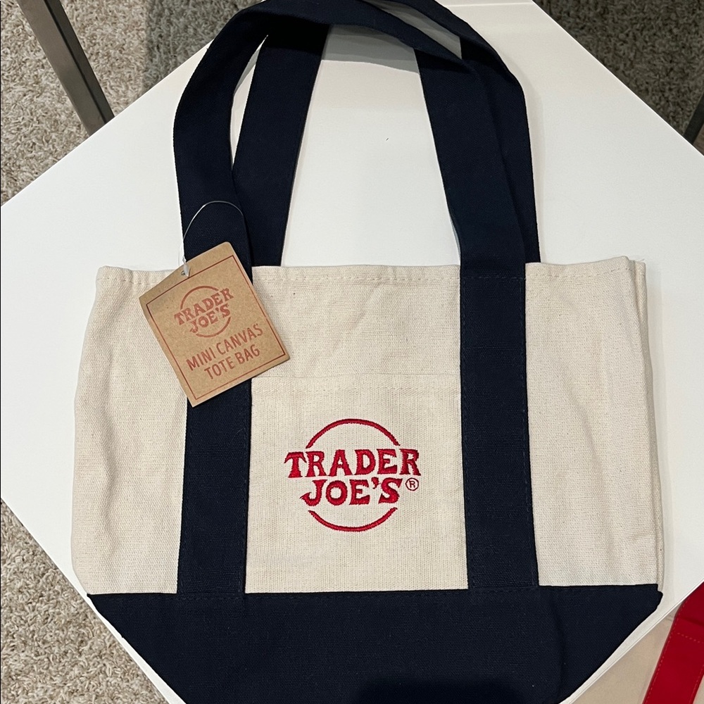 Trader Joe's Mini Canvas Tote Bag Navy